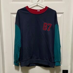 Le Lis | Navy/Green/Red | Crewneck | Sweatshirt | Embroidered 87 | Size M